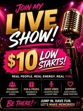 Live Show Invitation Card - Pink & Gold Party Flyer
